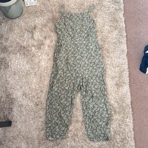 Green Romper with White Floral Pattern